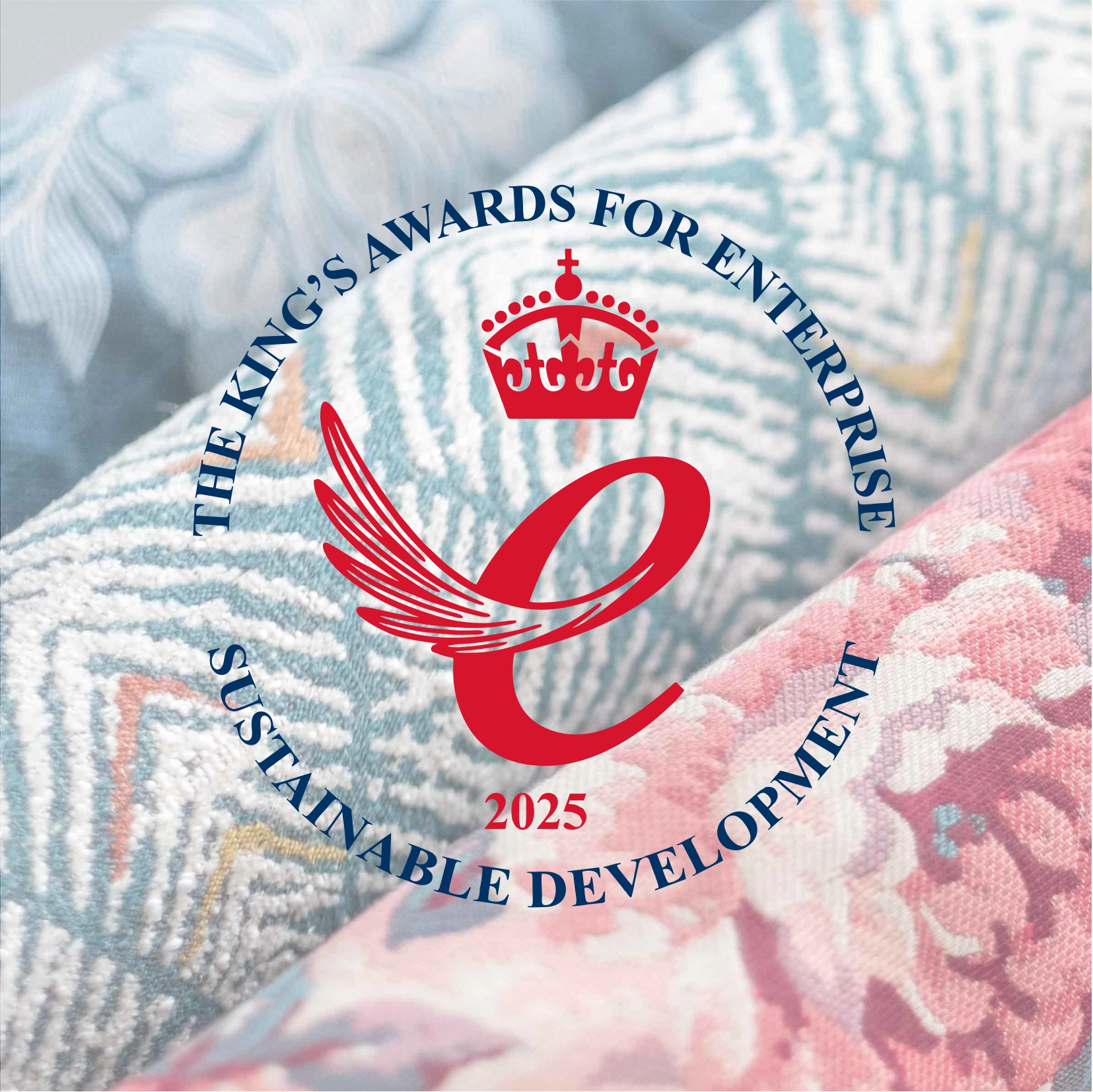 King's Award emblem on fabric background